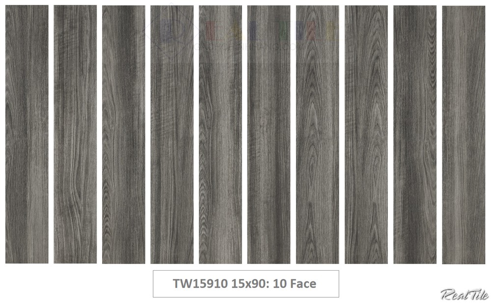 Gạch giả gỗ walnut 15x90 màu đen nhám TW15910 nhập khẩu Trung Quốc