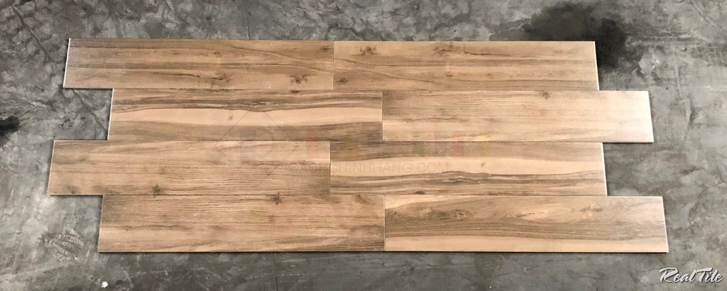 Gạch giả gỗ 20x100 nhập khẩu Trung Quốc lát nền màu nâu RGM21158