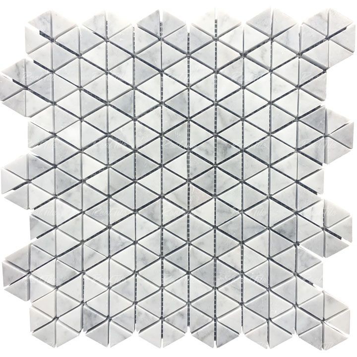 Đá mosaic tự nhiên ốp bếp trang trí tam giác trắng RS2031