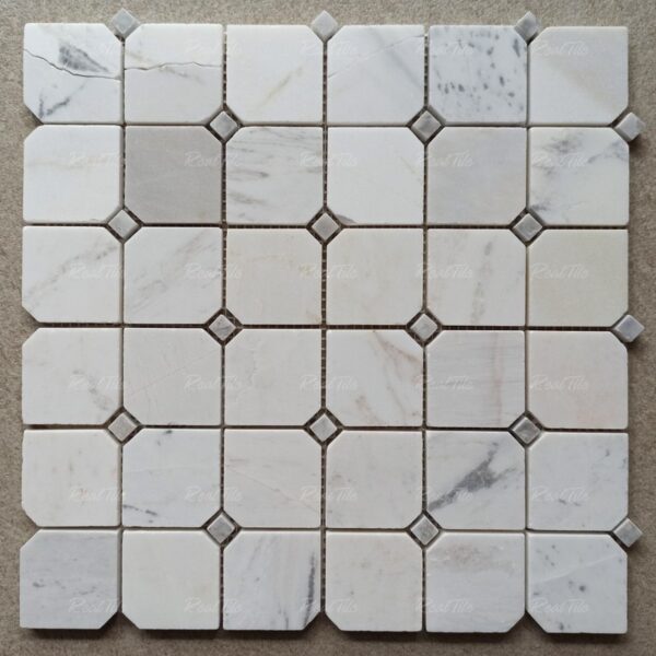Đá mosaic tự nhiên ốp phòng tắm trang trí trắng sữa RHB4802
