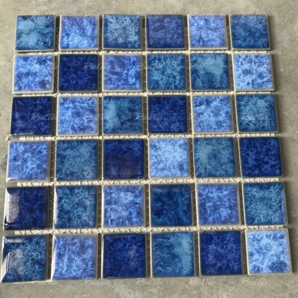 Gạch mosaic gốm lát hồ bơi trang trí xanh dương SW-029MIX