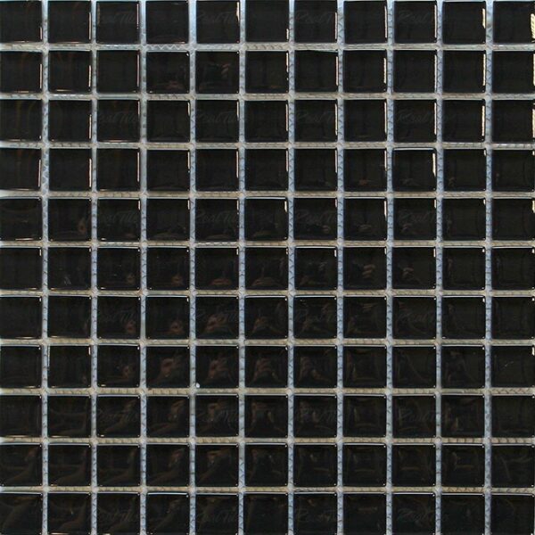 Gạch mosaic thủy tinh ốp tường bếp trang trí đen đơn màu G25299