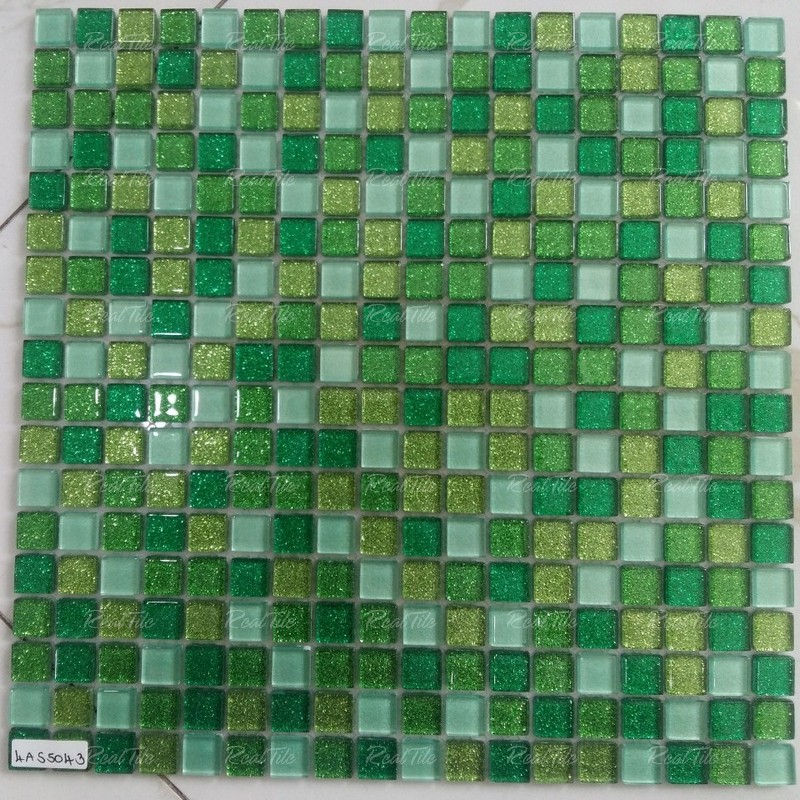 Gạch mosaic thủy tinh ốp nhà tắm cao cấp kim tuyến 4AS5043
