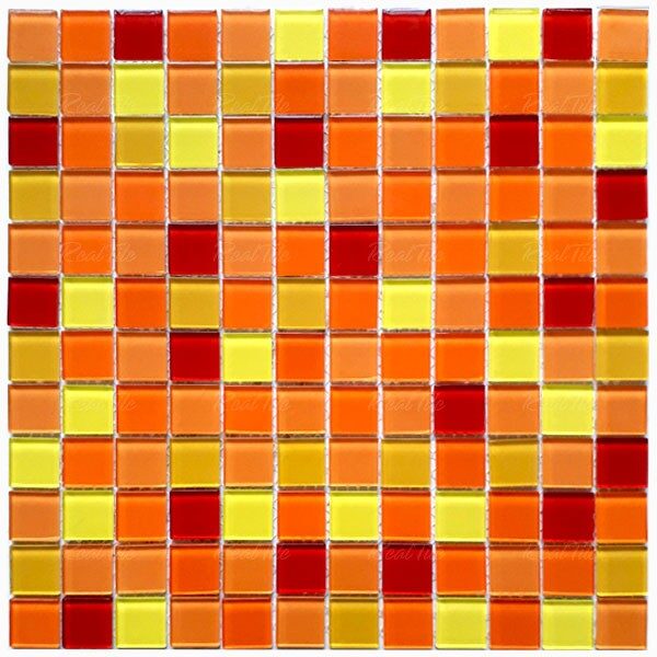 Gạch mosaic thủy tinh ốp phòng tắm trang trí cam đỏ vàng BLH299