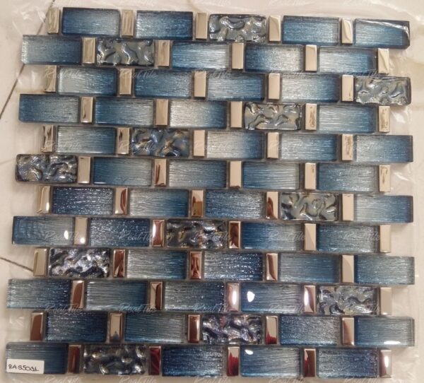 Gạch mosaic thủy tinh ốp tường cao cấp hoa văn vân gỗ 8AS5031