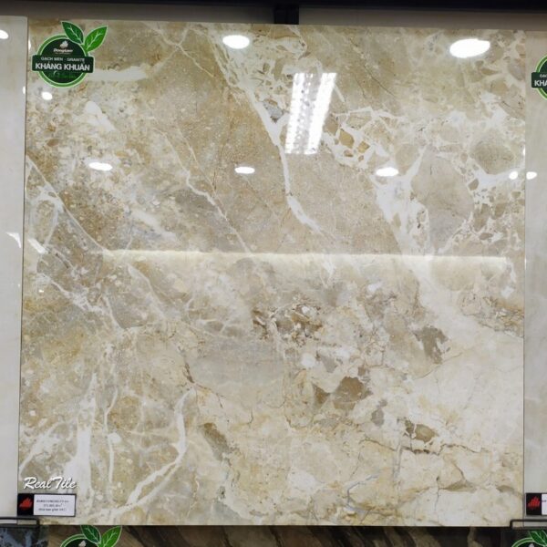 Gạch Đồng Tâm 80x80 8080STONE003-FP-H+ giả đá marble nâu bóng kiếng cao cấp